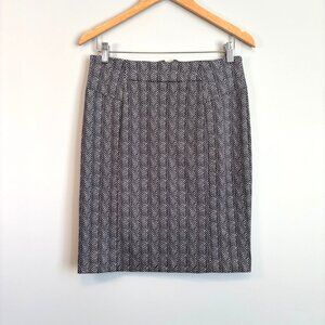 Michael Kors Women's 6 Pencil Skirt Geo Print Gold Zipper Office Chic Corporate